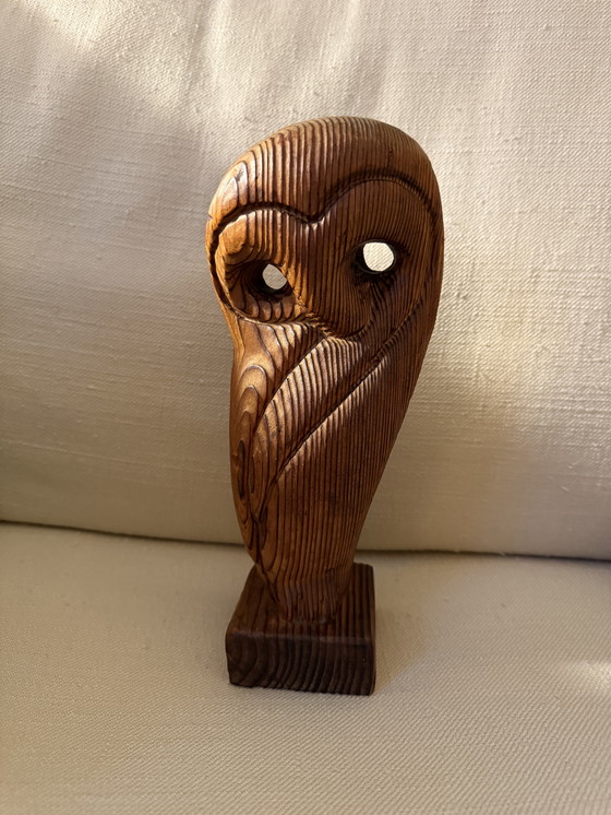 Image 1 of Mid-Century brutalistische houtsculptuur uil, Skandinavisch plm. 1960