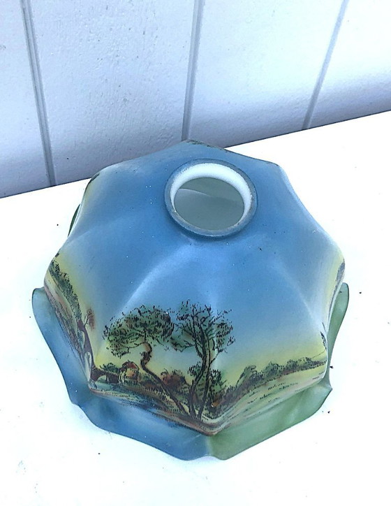 Image 1 of Paralume in vetro dipinto a mano - Anni '30