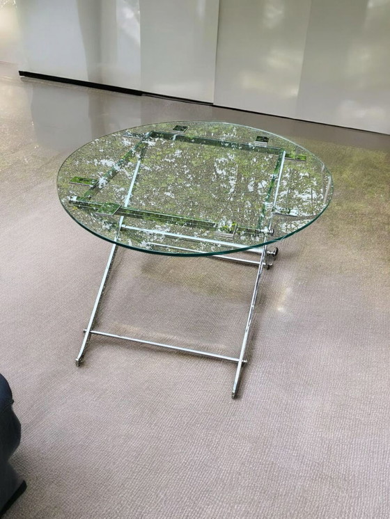 Image 1 of tavolino da caffè in vetro cromato dal design vintage, tavolino da divano, tavolino laterale