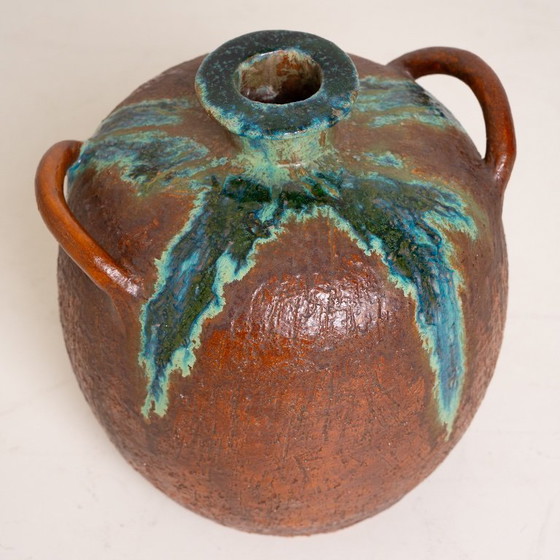 Image 1 of Large Handmade Ceramic Vase with Drip Glaze