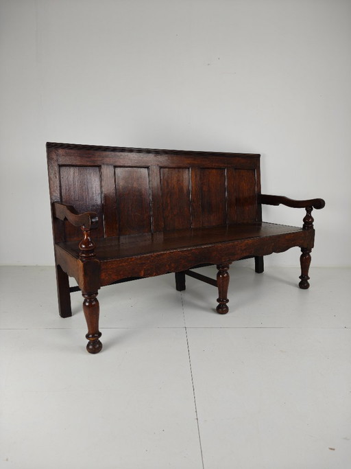 Eichenbank aus dem georgianischen Stil des 18. Jahrhunderts – datiert um 1790 – bankstel, Wood (photo 2 of 13)