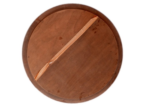 Ronde spiegel van massief eikenhout, afgeschuind, beschadigd, diameter 56 cm – Glass, Wood (photo 2 of 6)
