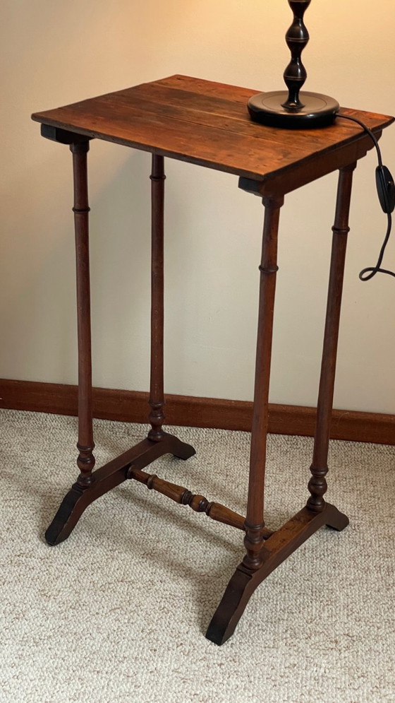 Image 1 of Antique Turned Wood Bedside Table