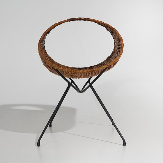 Tijdschriftenrek van rotan met metalen poten, jaren 1950 – Rattan (photo 7 of 12)