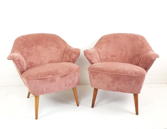 Image 1 of 2 Rosa Cocktail Stühle | Neu gepolstert Rippe Artifort