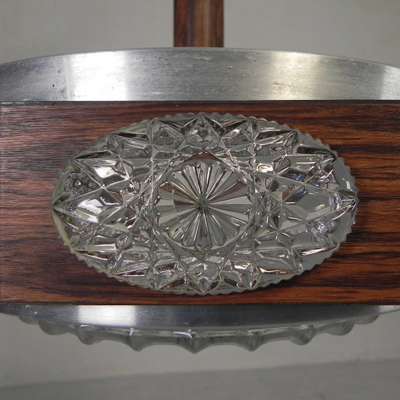 Image 1 of Vintage Lakro hanglamp met 9 ovalen glasplaatjes en 1 ronde glasplaat, jaren 70