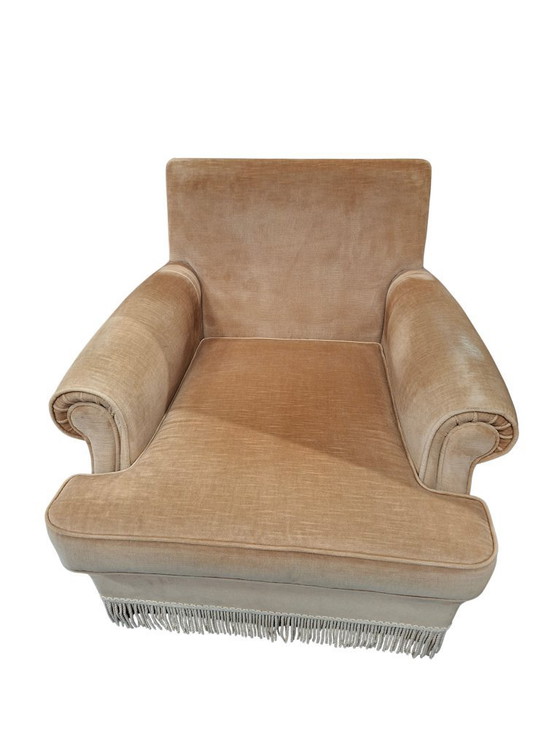 Image 1 of Set salotto in ciniglia degli anni ’70 con frangia decorativa