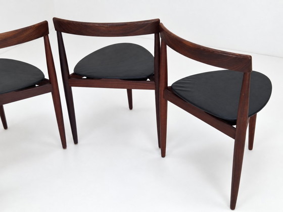 Roundette Teak Dining Chairs By Hans Olsen For Frem Rojle, 1960s Set Of 4 – Leather, Wood (photo 7 of 16)