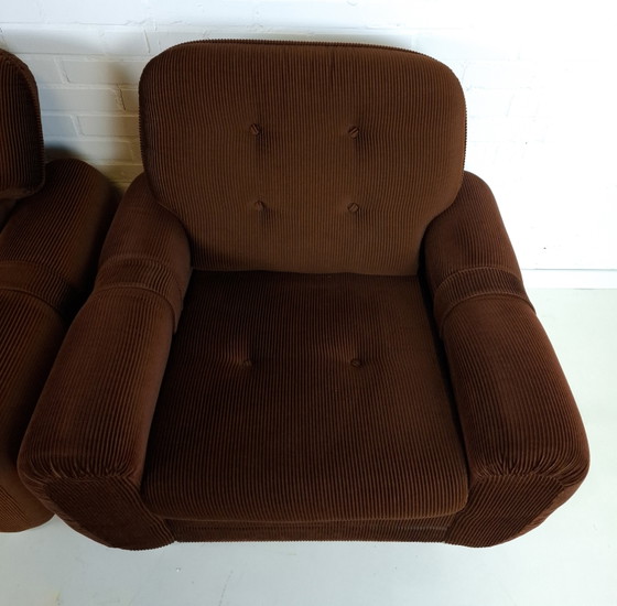 3 poltrone reclinabili vintage in velluto a coste marrone, anni '70 – Textile (photo 8 of 10)