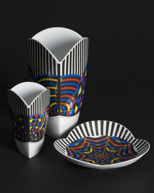Rosenthal Design Vase Duo & Bol Assiette Jane Osborn Smith 80s Vintage Memphis Era