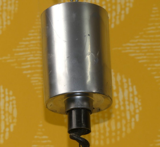 Image 1 of Lampada a sospensione degli anni '70, lampada a soffitto a sospensione Ø40cm plastica gialla/cromo