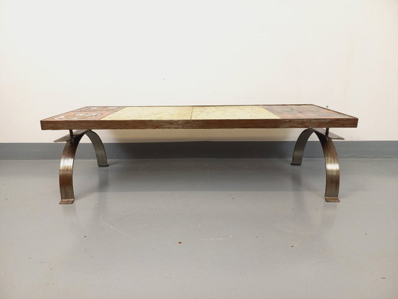 Image 1 of Vintage coffee table by Jean Gregorieff for Roche Bobois in ceramic and steel from the 60s and 70s