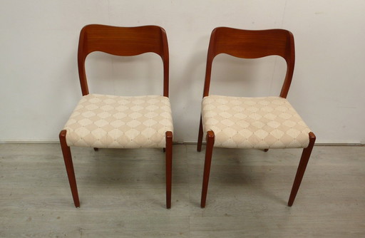 2 Teak Stühle Modell 71 von Niels Otto Mølller Danish Modern Design, JLM Møllers Dänemark, Mid Century Modern 60er