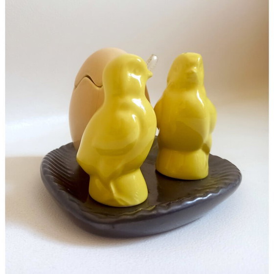 Image 1 of Vintage ceramic salt, pepper and mustard server, 1960