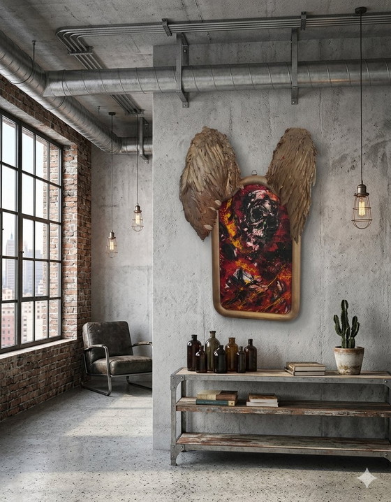 Image 1 of Artwork sculpture painting "Icarus Unbound" framed by G. Kellnberger
