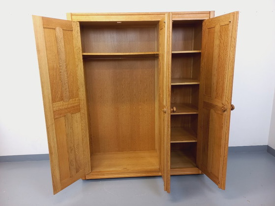 Image 1 of Guillerme et Chambron vintage solid oak wardrobe from the 60s