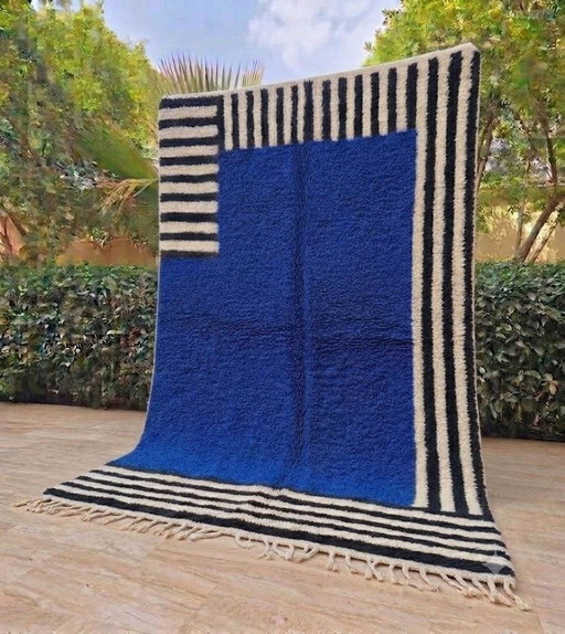 Alfombra bereber azul con motivos geométricos 200/270cm
