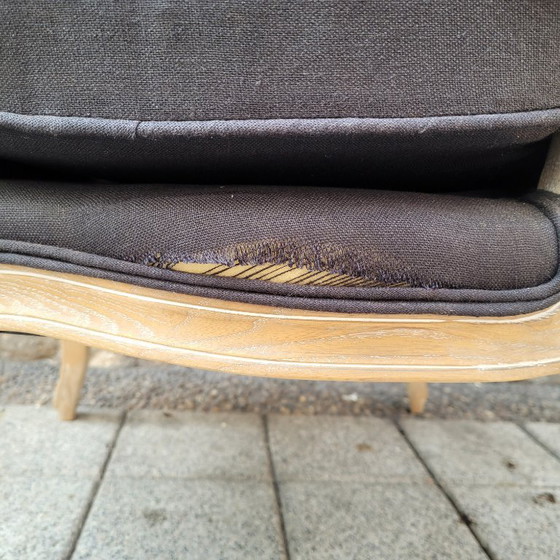 Image 1 of Chaise à la reine, style Louis XV / Provençal, chêne et garniture, XIXe siècle - France