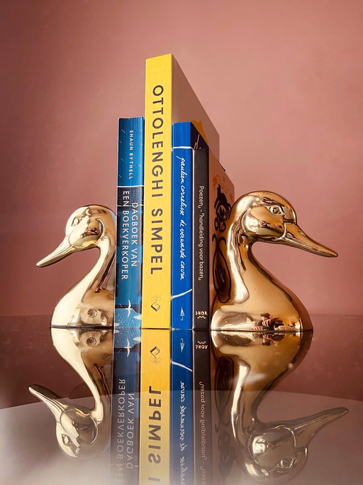 Einzigartig! Set aus Messingenten als Buchstützen