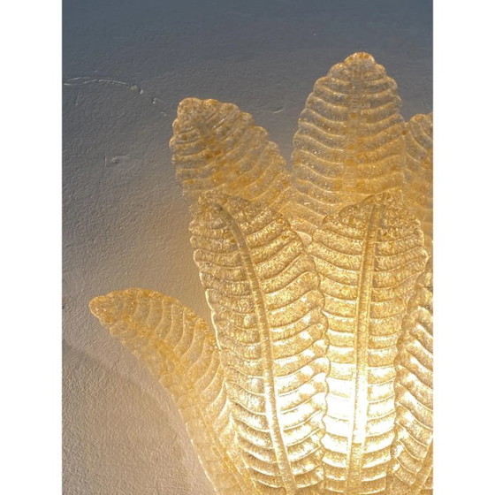 Image 1 of Set van 4 Murano glazen wandlampen in Venetiaans goudkleurig Graniglia bladdesign