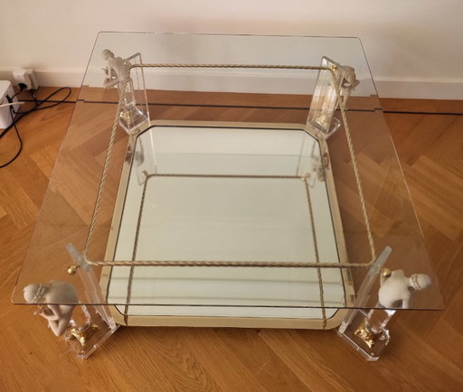 Hollywood Regency Style coffee table – salontafels, Glass, Metal (photo 2 of 5)