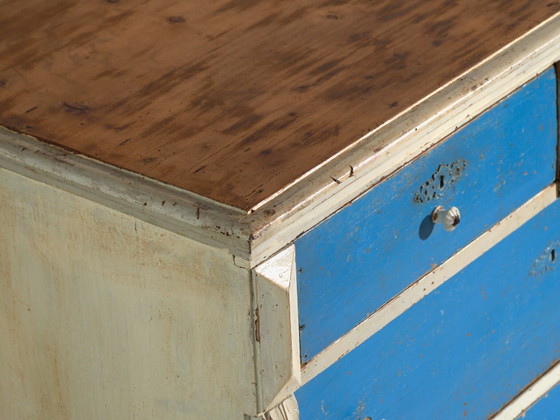 Antique painted chest of drawers in pine – Central Europe, circa 1890 – Ceramic (photo 29 of 40)