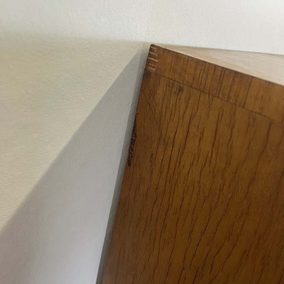 Image 1 of Rara cómoda alta / cómoda en nogal flameado art deco, 1930/1940