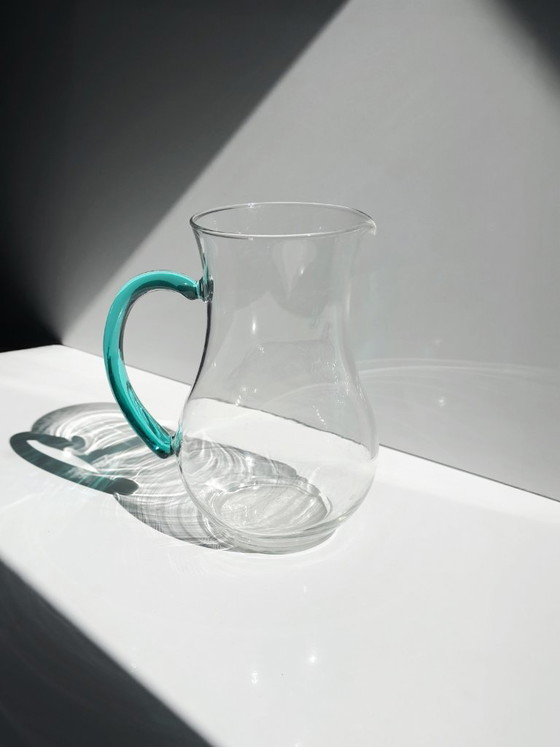 Vintage Luminarc Karaf met Turquoise Groen Glazen Handvat, Frankrijk, Jaren 80 – Glazen & Karaffen, Glass (photo 5 of 5)