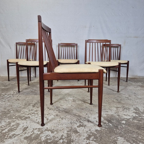 Image 1 of 6 sedie da pranzo danesi vintage degli anni '60 in palissandro, skai