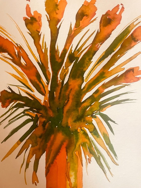 Bodegón firmado « Ramo de flores solares anaranjadas » – Arte, Paper (photo 6 of 11)