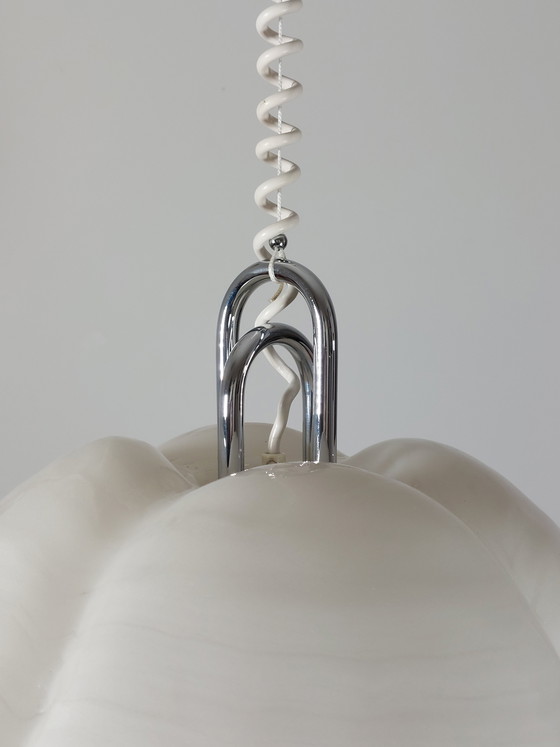 Image 1 of Rara lampada da soffitto regolabile in altezza in acrilico e cromo, disegnata da Gebrüder Cosack per Cristallux.