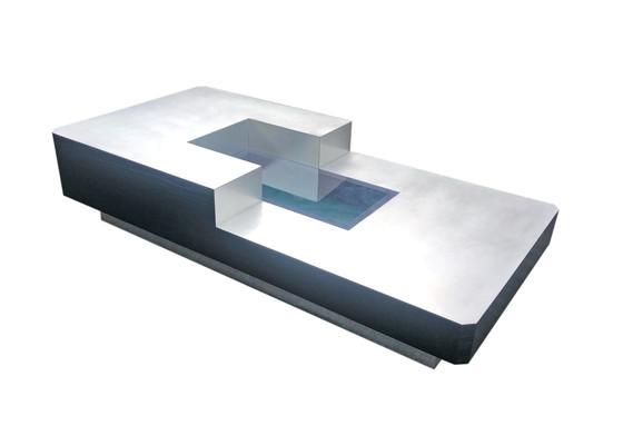 Image 1 of Table Basse Design Italien en Métal et Bois avec Bar Intégré, Années 70