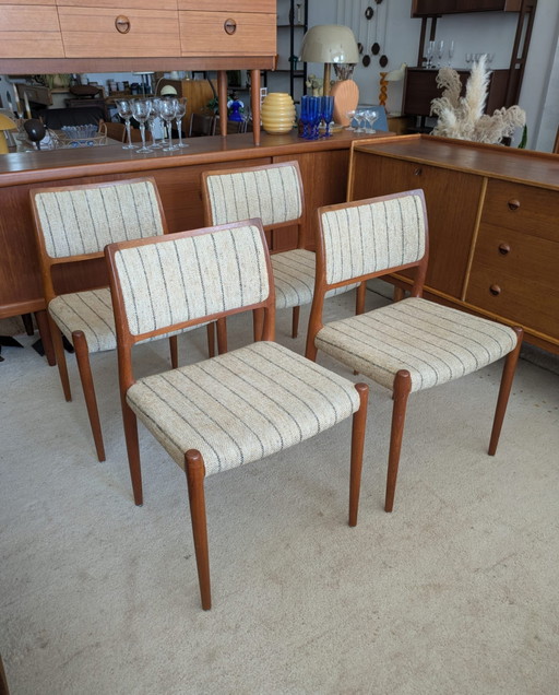 Vintage set van 4 Deense eetkamerstoelen, Niels Otto Møller, model 80