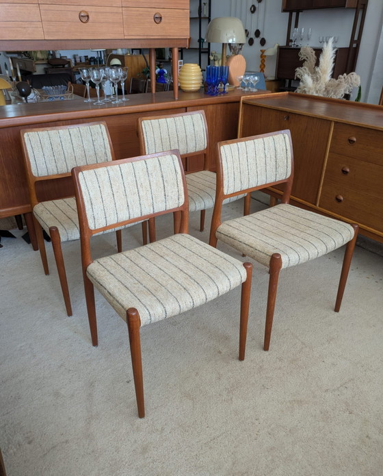 Image 1 of Vintage set van 4 Deense eetkamerstoelen, Niels Otto Møller, model 80