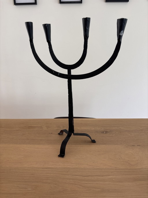 Brutalistische Handgesmeden Kandelaar, 4-Armig| Vintage, Jaren 50/60 – kandelaars en kaarsen, Cast Iron