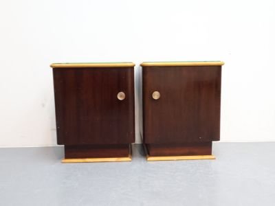 Vintage Nightstands / wood glass / red-brown / brass knob (photo 5 of 5)