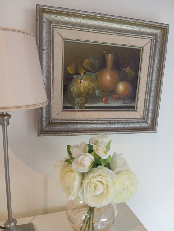 Image 1 of Tableau Huile Sur Toile Nature Morte Aux Fruits, Signé Burnett