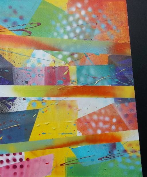 "PASTORALE" peint par 2LUSS'ART - Triptyque unique en tons pastels doux, format 140 x 55