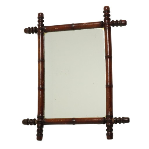 Specchio antico in legno effetto bambù stile Chinoiserie 63x52cm