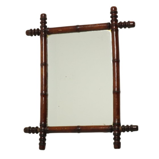 Image 1 of Specchio antico in legno effetto bambù stile Chinoiserie 63x52cm