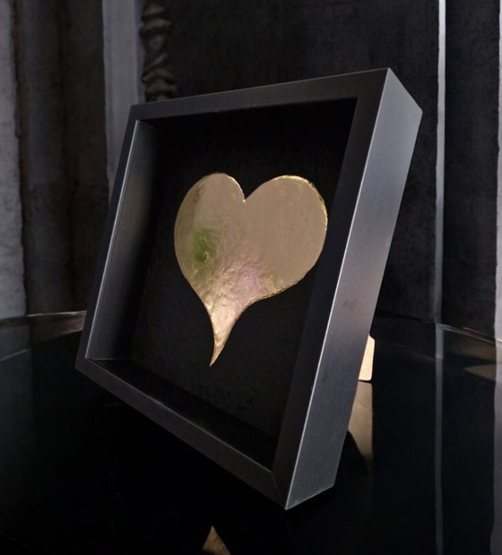 Image 1 of Cuore d'oro, opera d'arte placcata in oro 23kt con cornice, edizione limitata