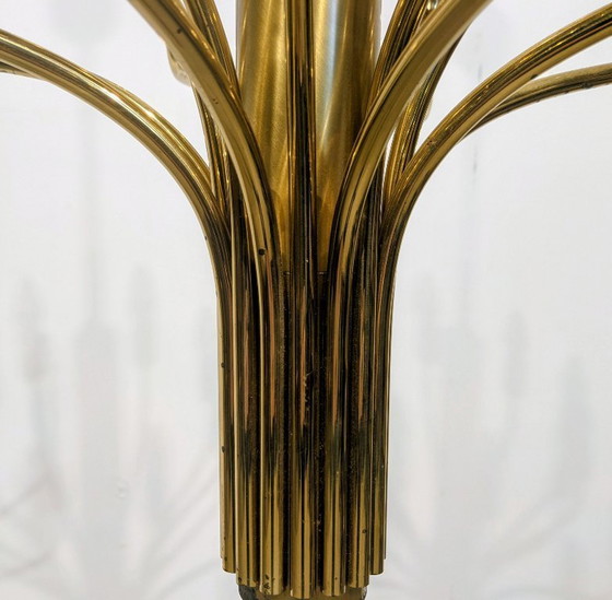 Image 1 of Schitterende messing kroonluchter in Sciolari-stijl uit de jaren 70.