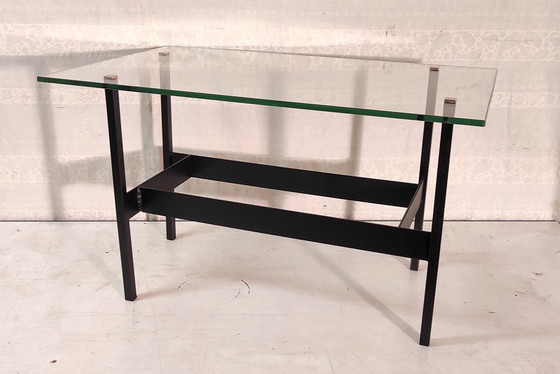 Image 1 of Modernist coffee table in metal, glass and brass - 1950s