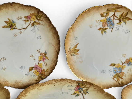 8 porcelain plates from Limoges, Martial Redon / Art Nouveau, Crockery, Gold, Yellow (photo 3 of 11)