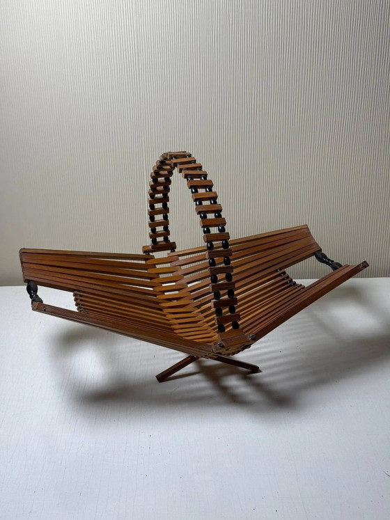 Ciotola per frutta vintage in legno degli anni '60, Design Mid-Century, Ciotole, Bambù, Marrone, Scandinavian (foto 8 di 9)