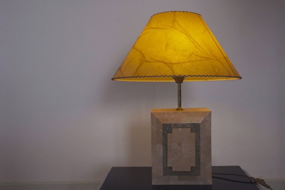 Image 1 of Vintage Marble Table Lamp Italian Art Deco Stone Lamp Geometric Marble Lighting Mid Century Modern Accent Lamp