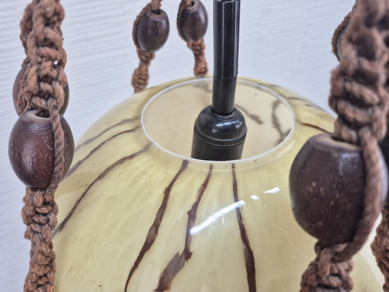 Image 1 of Temde Leuchten hanglamp. Vintage jaren 70 macrame lamp.