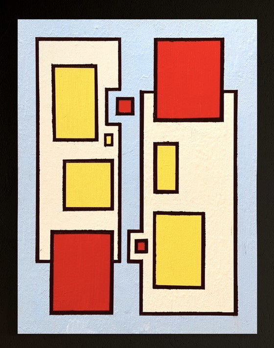 Image 1 of Shozo Hirai - Rare constructivist painting on panel circa 1980