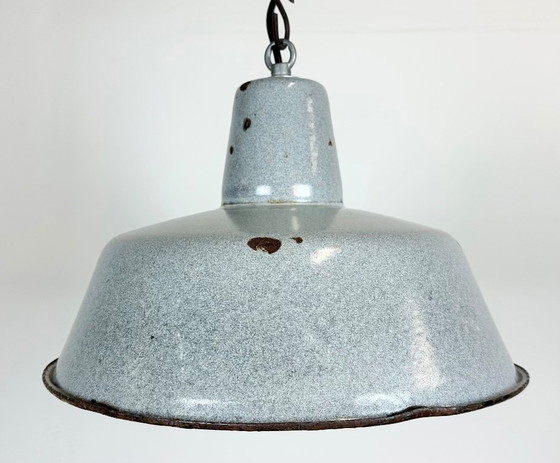Image 1 of Industrial Grey Enamel Factory Lamp, 1960s