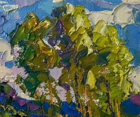 Image 1 of Original Oil Painting Colorful Nature Landscape Echoes of spring and water’s glimmer